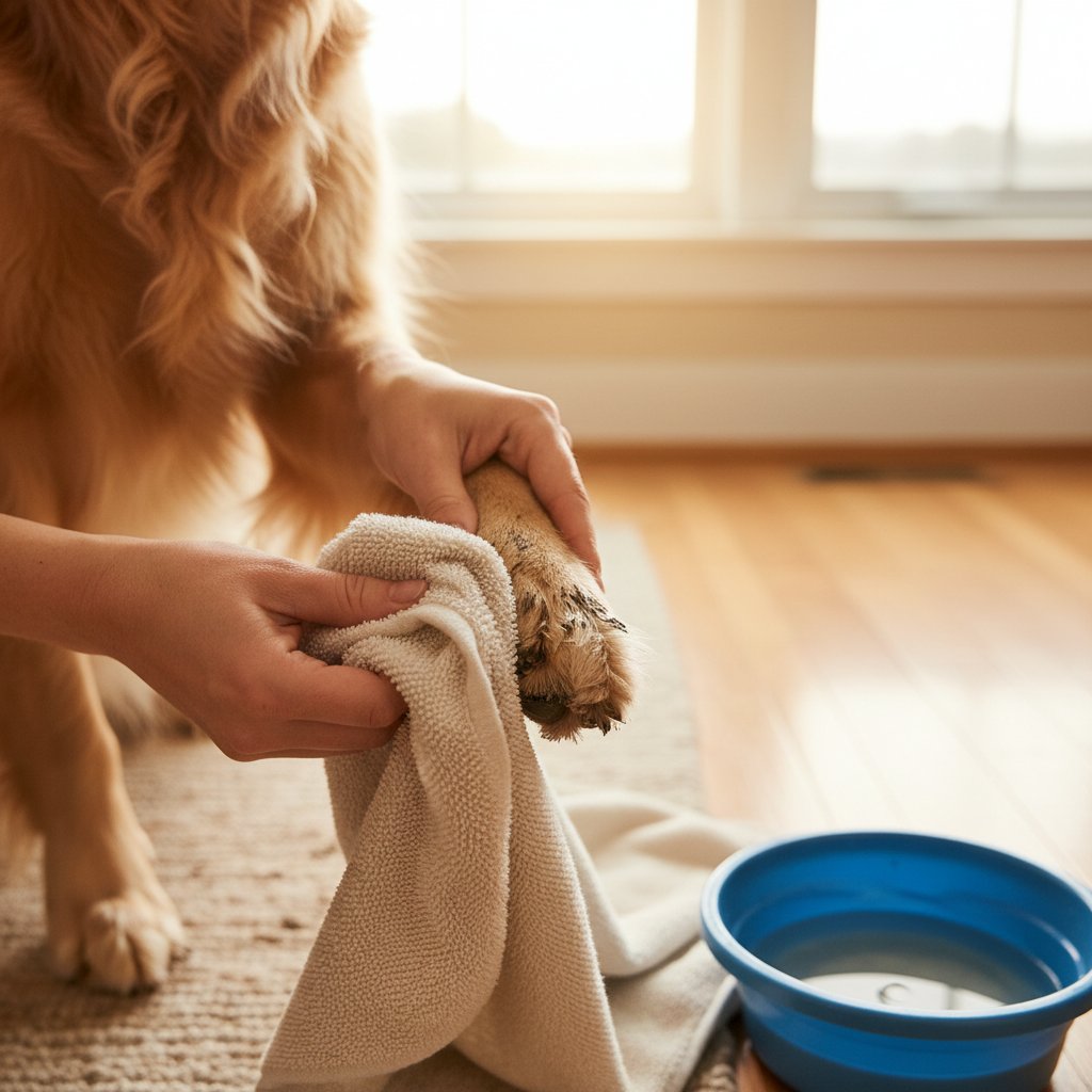 Dog walking in different weather conditions