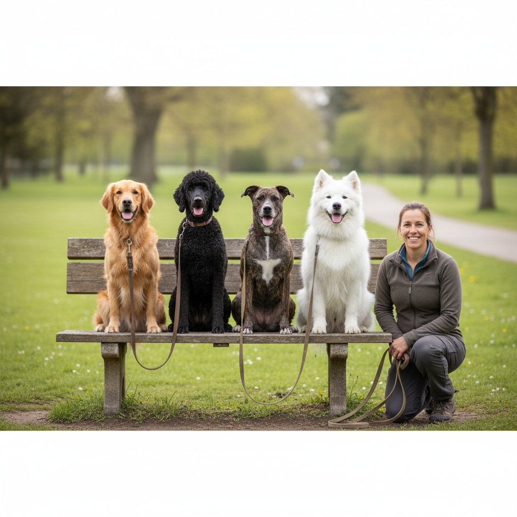Senior dog gentle walking